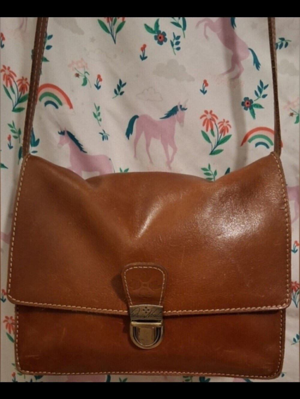 EUC Patricia Nash Lanza Tan Leather Boho Casual Organizer Crossbody Flap Purse